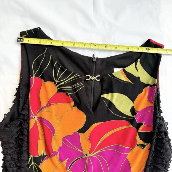 Joseph Ribkoff Dress Colourful Floral Fully Lined Ruffled sz 10 - Picture 8 of 16